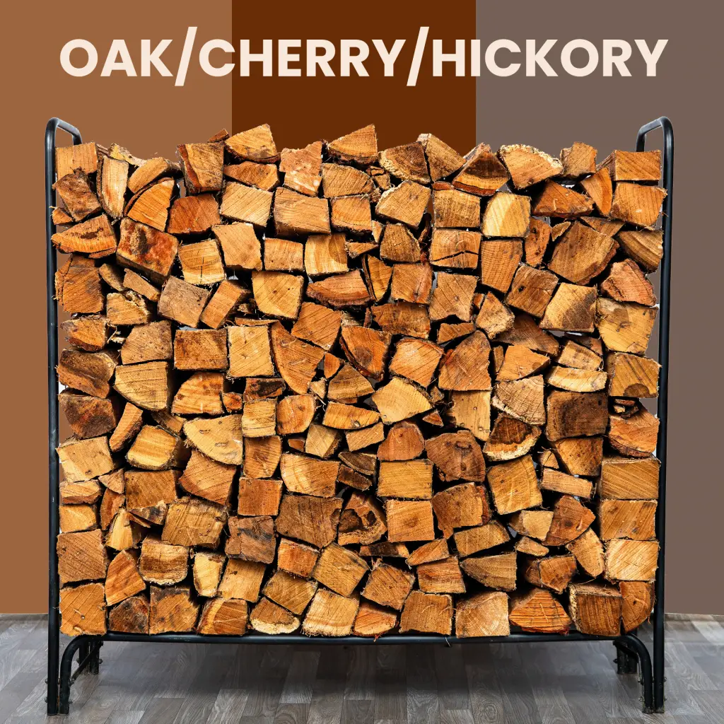 A half cord of all three varieties of our kiln-dried wood: cherry, hickory & oak variety pack